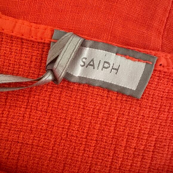 SAIPH LAB | Plus Size NEW Women's 3X Orange 100% Linen Tunic Top Made in Italy - Picture 3 of 12